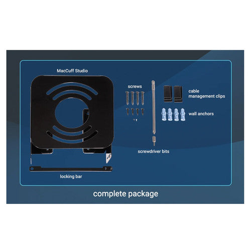 Sonnet MacCuff Studio Steel Bracket to Mount and Secure a Mac Studio Computer Under a Desk or to a Wall Sonnet MacCuff Studio Steel Bracket to Mount and Secure a Mac Studio Computer Under a Desk or to a Wall